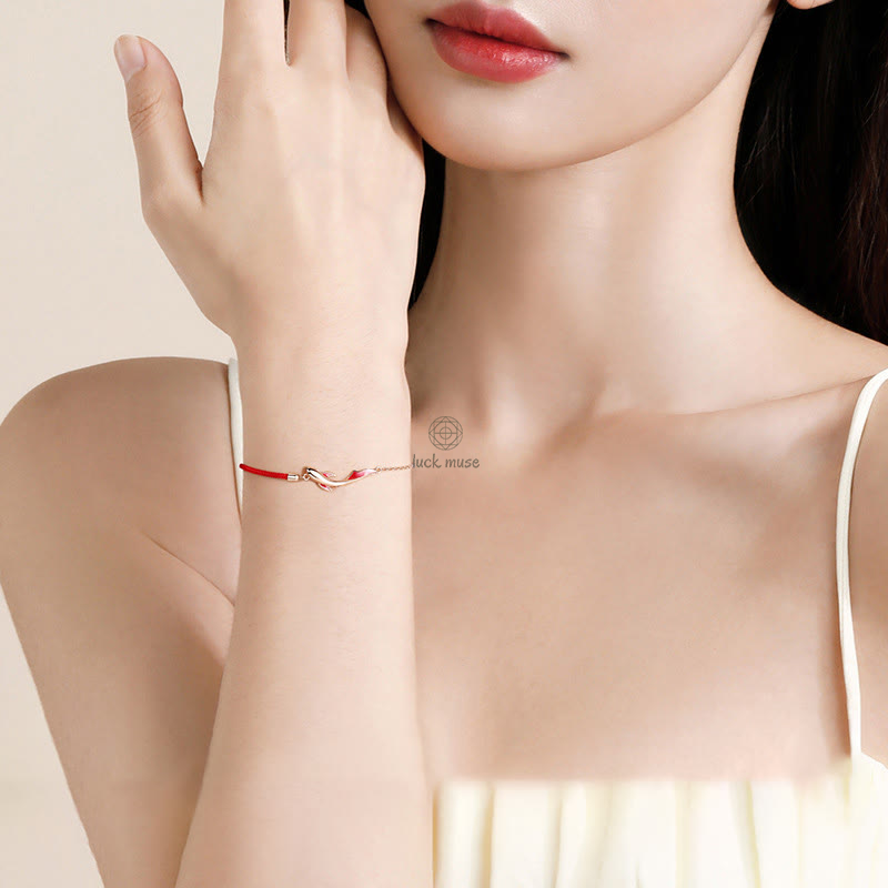 Braided Red String Bracelet with 925 Sterling Silver Luck Koi Fish and Lotus Star Embellishments - Image 7