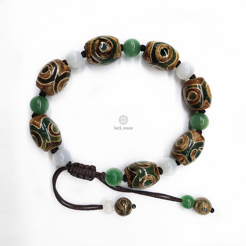 Tibetan Three-eyed Dzi Bead Braided Bracelet for Luck and Protection - Image 8