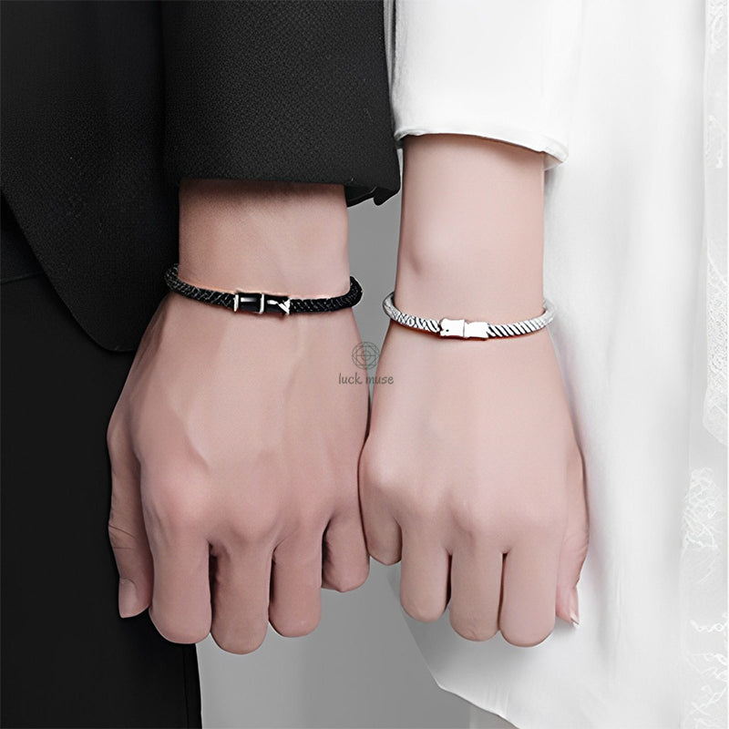 Bamboo Pattern Healing Couple Bracelet with Luck Muse - Image 5