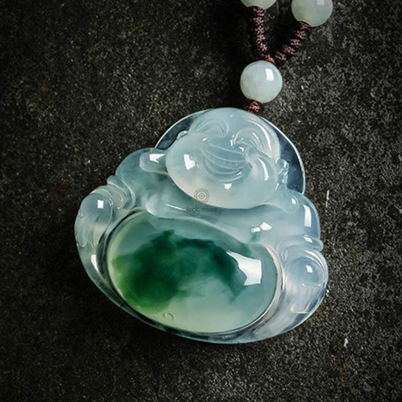 Buddha Cyan Jade Luck Necklace Pendant - Image 6