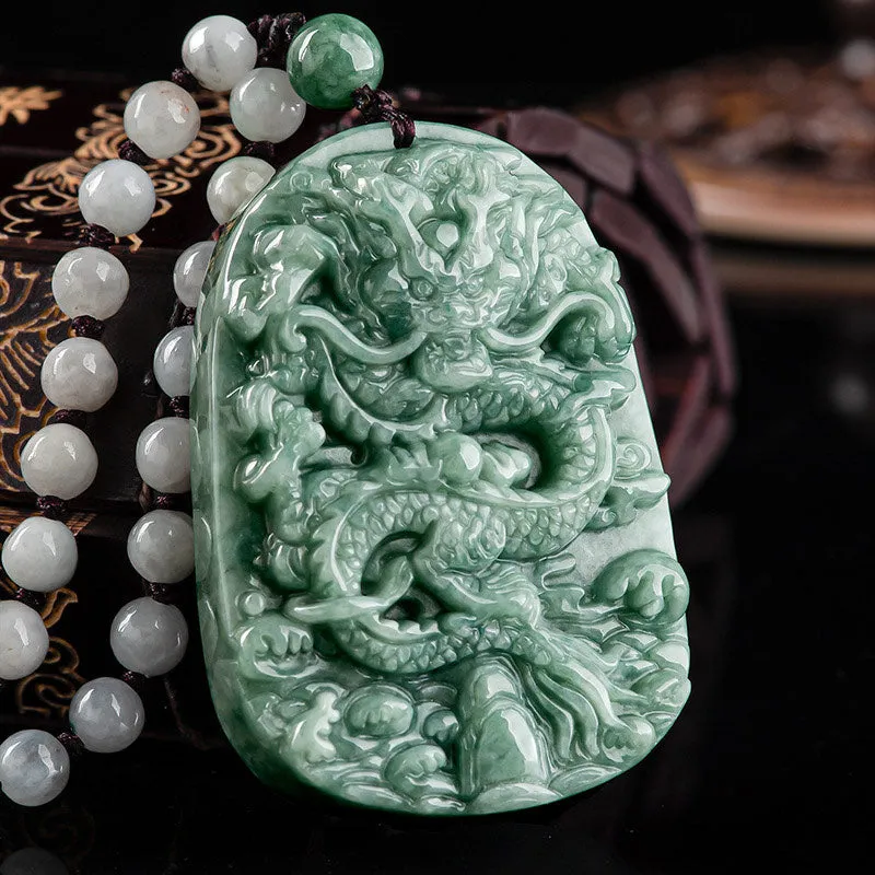 Chinese Dragon Jade Prosperity Necklace Pendant - Image 2