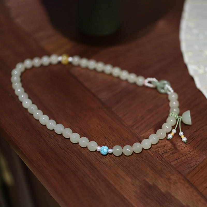 Luck Muse 925 Sterling Silver Hetian Jade Double Wrap Bracelet with Lotus Luck Buckle - Image 8