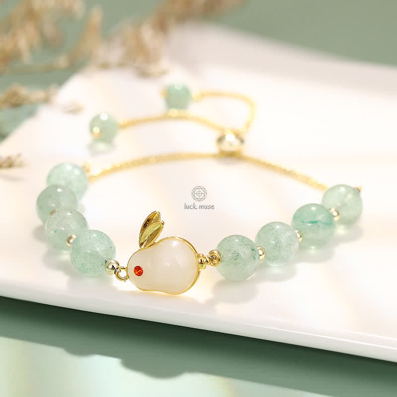 Luck Muse Year of the Rabbit Green Aventurine Bead Bracelet - Image 6