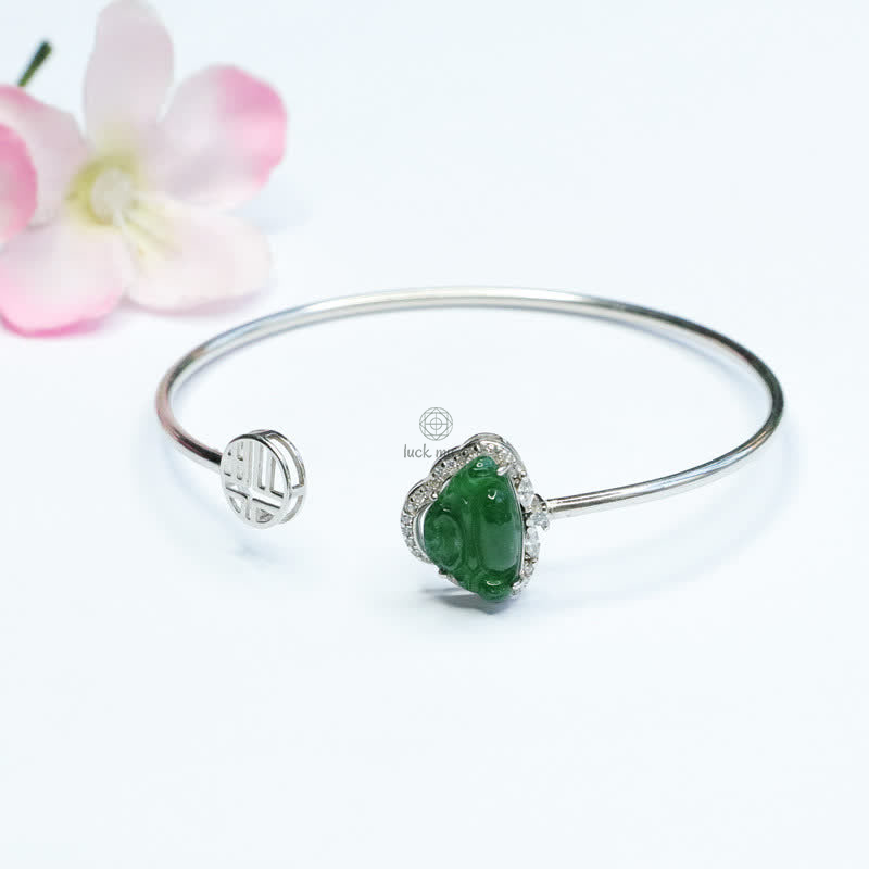 Luck Muse 925 Sterling Silver Laughing Buddha Jade Luck Bracelet - Image 6