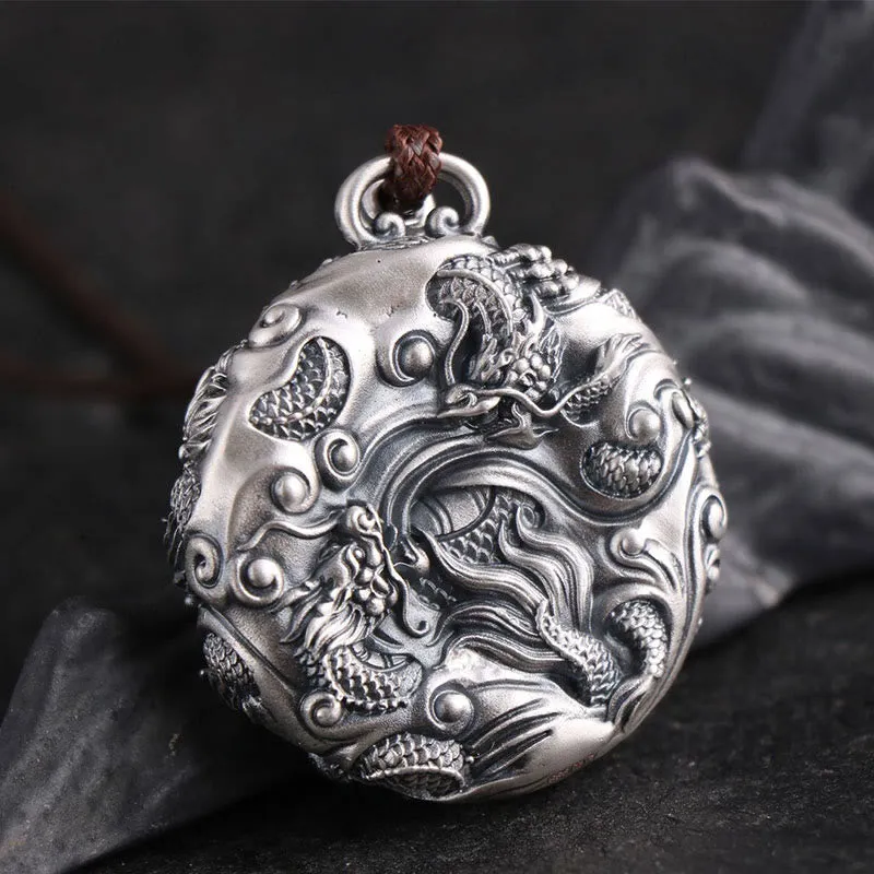 Luck Muse 999 Sterling Silver Dragon Protection Necklace with Pearl - Image 5