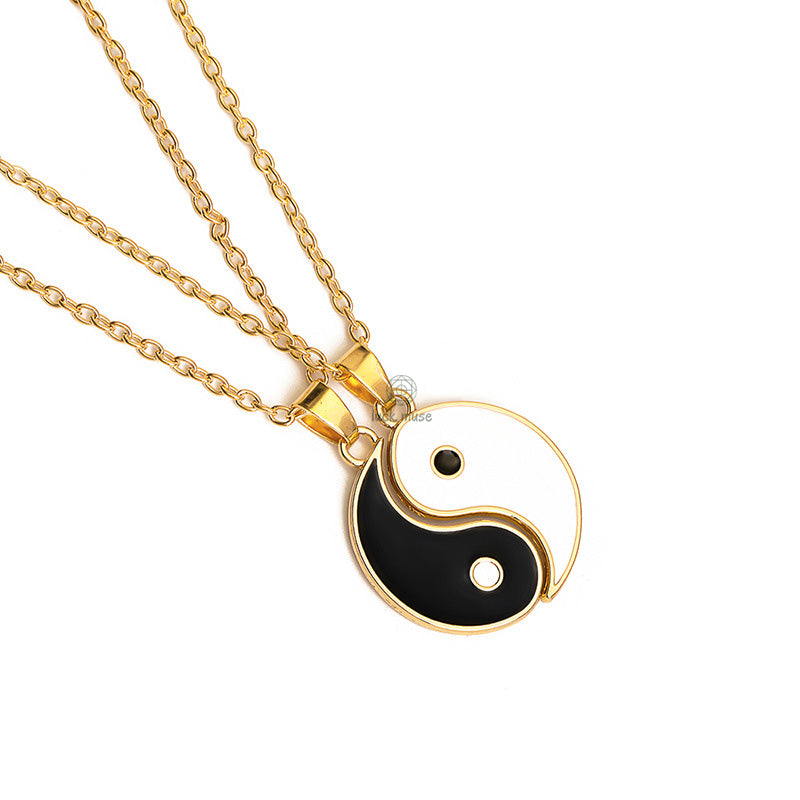Hematite Yin Yang Couple Pendant Necklace - Image 2