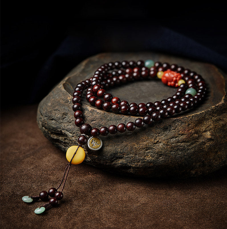 Natal Buddha Chinese Zodiac 108 Beads Red Sandalwood Red Agate Pixiu Protection Bracelet - Image 26