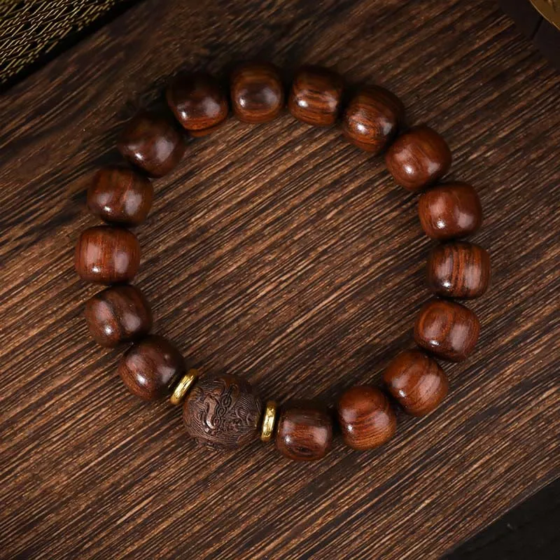 Natural Rosewood Compassion Bracelet with Luck Muse - Image 3