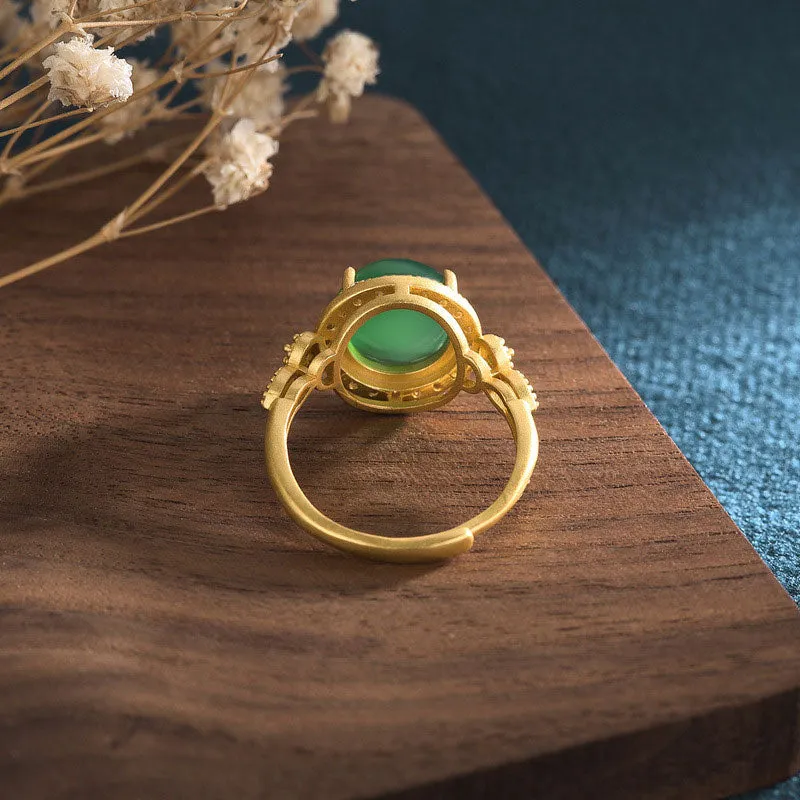 Natural Green Jade Fortune Ring - Image 4