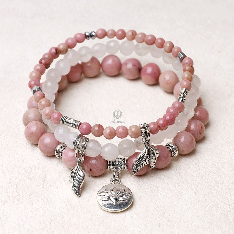 Luck Muse Natural Quartz Crystal Lotus Bracelet Set (3 Pieces) - Image 14