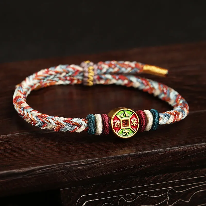 ✨ Limited Time Offer: Luck Muse Colorful Rope Prosperity Bracelet with Handmade Eight-Thread Peace Knot ✨