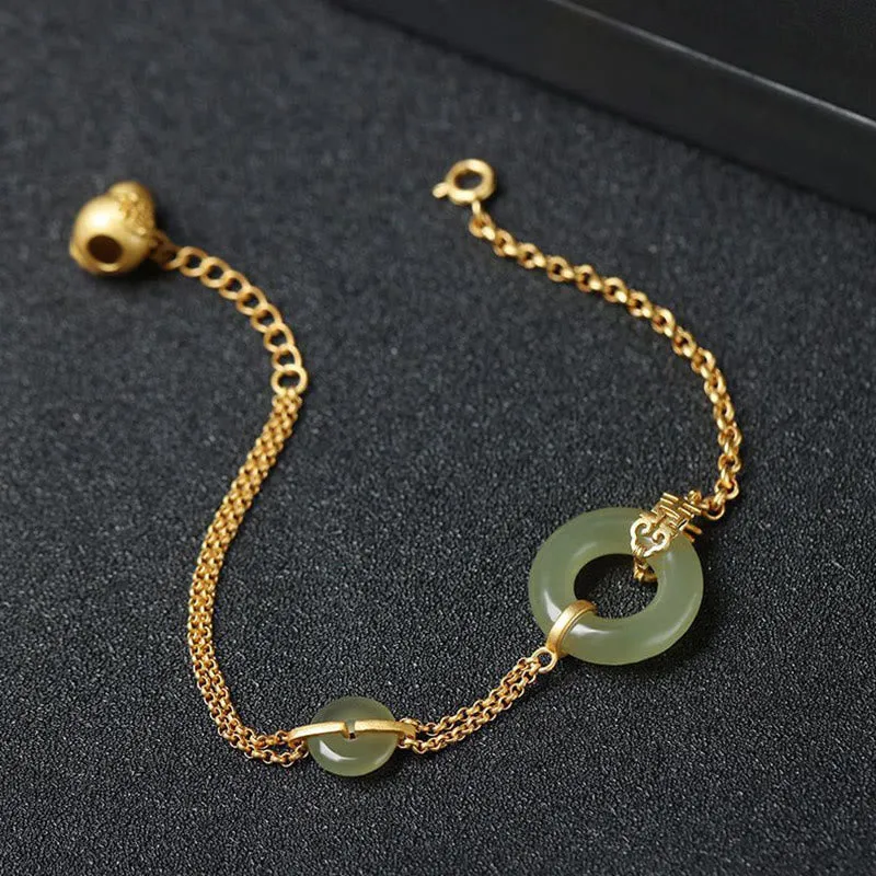 Round Jade Fu Character Prosperity Bracelet - Image 2