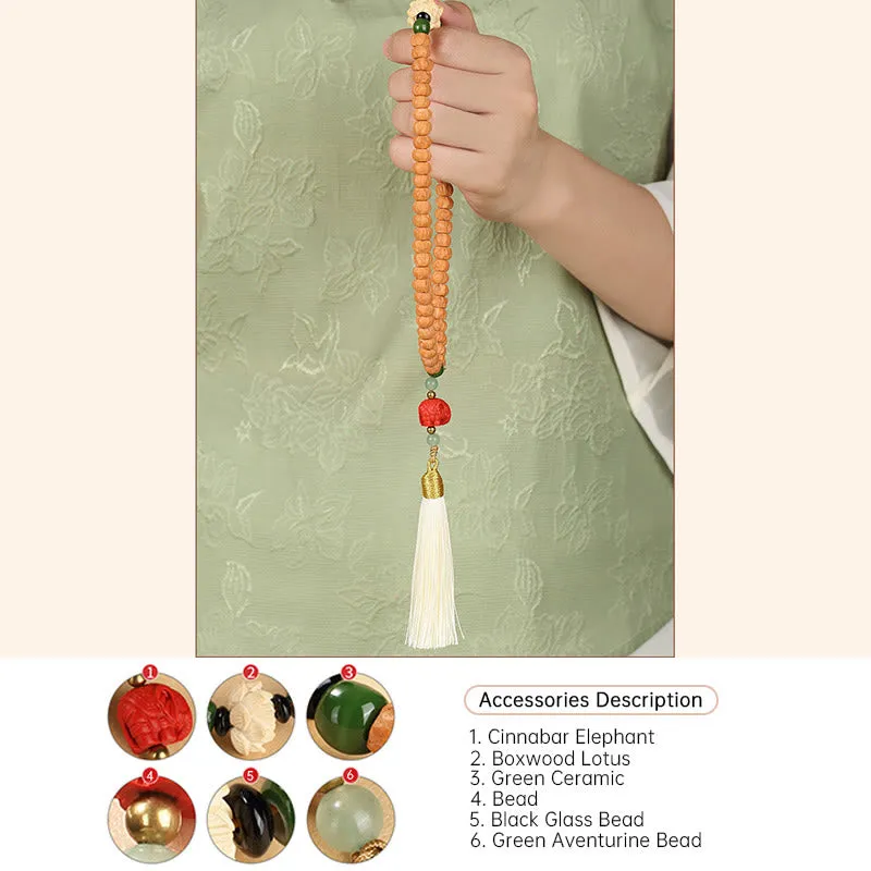 Bodhi Seed Green Sandalwood Lotus Dzi Bead Peace Double Wrap Bracelet by Luck Muse Shop - Image 21