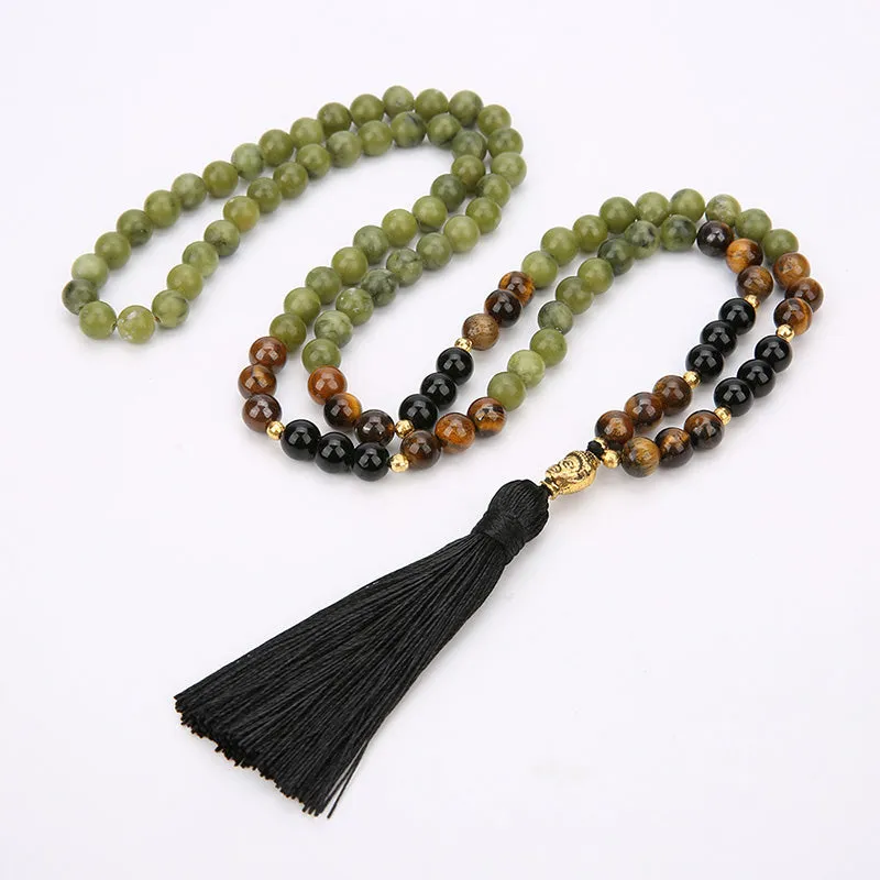 Luck Muse Tibetan Green Jasper Protective Mala Bracelet - Image 2