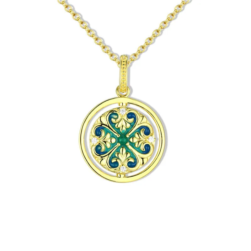 925 Sterling Silver Lotus Flower Zircon Necklace Pendant