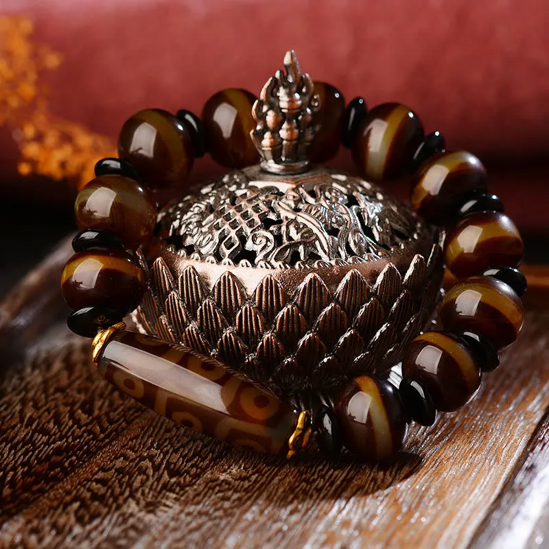 Tibetan Nine-Eye Dzi Agate Bracelet for Wealth Blessings - Image 3