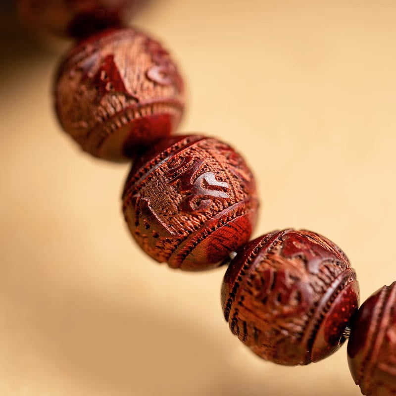Luck Muse Chinese Zodiac Bracelet - Red Sandalwood Om Mani Padme Hum Protection - Image 6