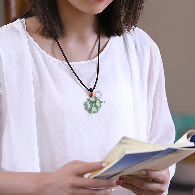 Luck Muse Four Leaf Clover Jade Prosperity Necklace - Image 9