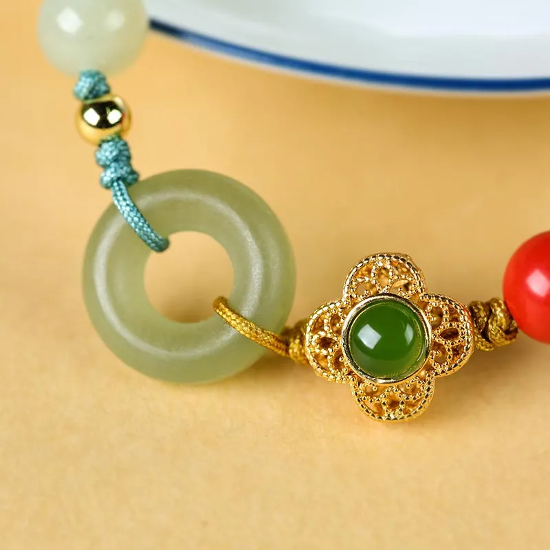 Tibetan Cinnabar Jade Blessing Bracelet from Luck Muse Shop - Image 3