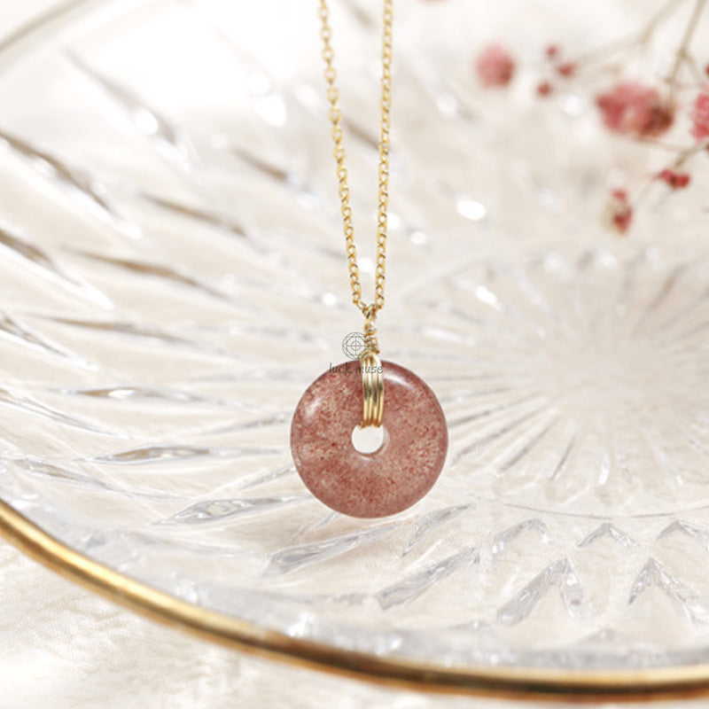 Luck Muse 925 Sterling Silver Strawberry Quartz Healing Necklace - Image 2