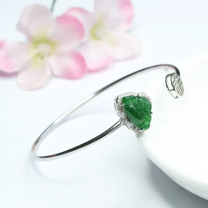 Luck Muse 925 Sterling Silver Laughing Buddha Jade Luck Bracelet - Image 3