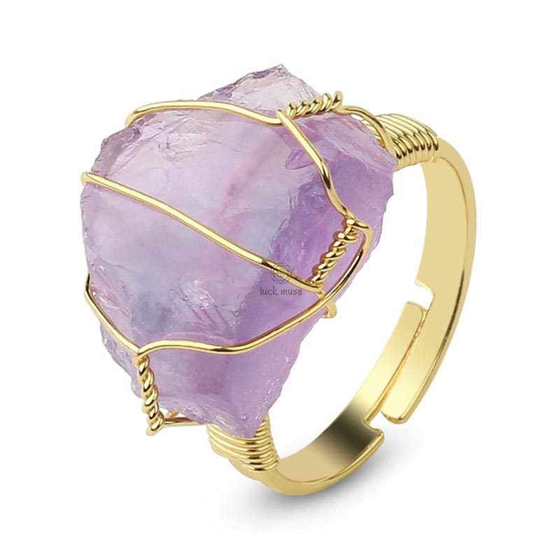 Luck Muse Shop Amethyst Gemstone Adjustable Ring - Image 2