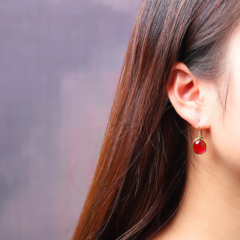 Luck Muse Red Corundum Round Drop Earrings for Confidence - Image 8