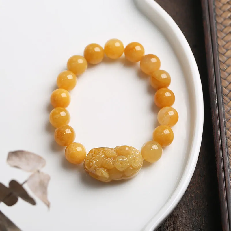 Golden Silk Jade Pixiu Prosperity Bracelet by Luck Muse Shop - Image 5