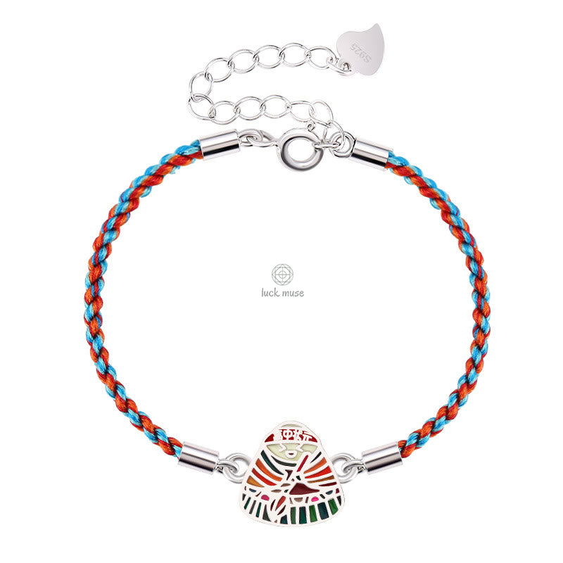 Luck Muse 925 Sterling Silver Multicolored Handcrafted Bracelet with Zongzi Pattern for Good Luck - Image 8