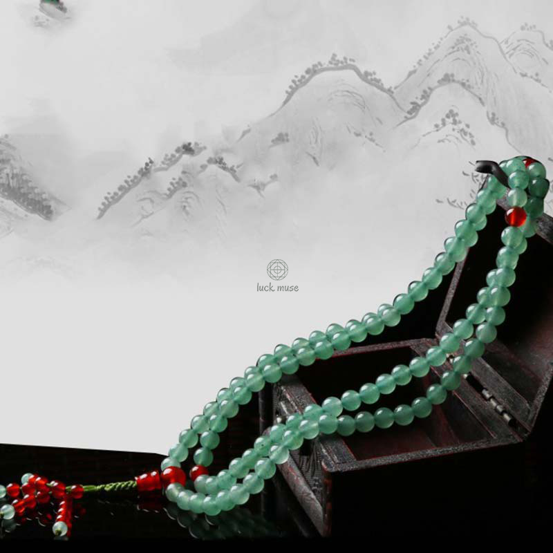 Luck Muse Green Aventurine and Red Agate 108 Beads Luck Bracelet Mala - Image 6