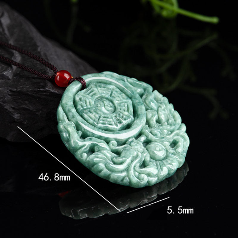 Dragon Jade Yin Yang Balance Necklace with String Pendant - Image 7