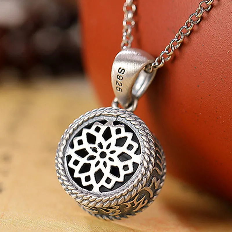 925 Sterling Silver Om Mani Padme Hum Lazurite Necklace Pendant by Luck Muse Shop - Image 5
