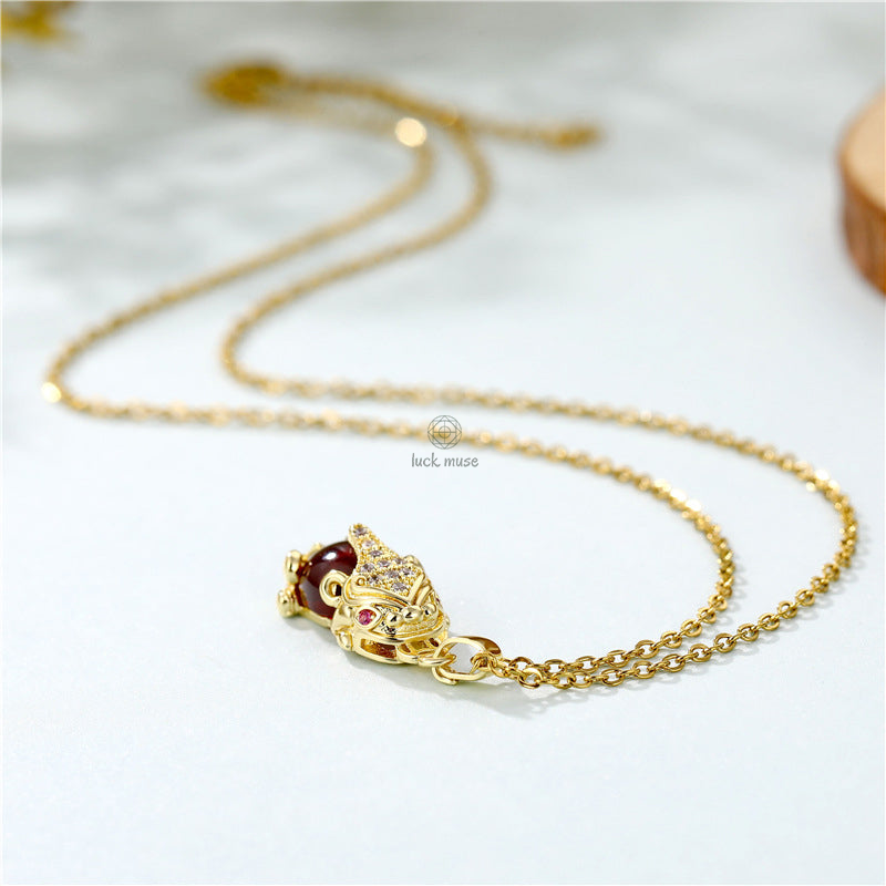 Genuine Garnet Pixiu Fortune Necklace by Luck Muse Shop - Image 4