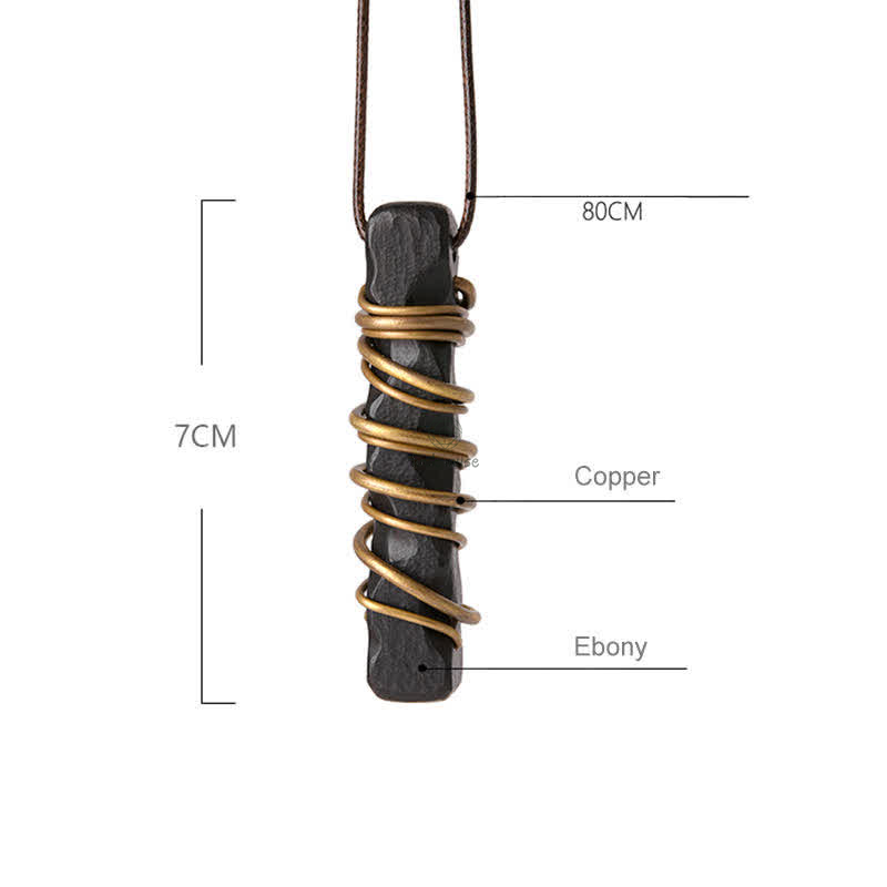 Tibet Ebony Wood Copper Balance Peace Necklace Pendant with Luck Muse - Image 14