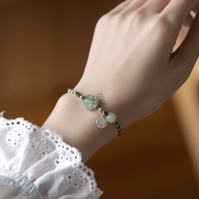 Handmade Plum Blossom Flower Jade Bracelet for Luck and Prosperity - Image 8