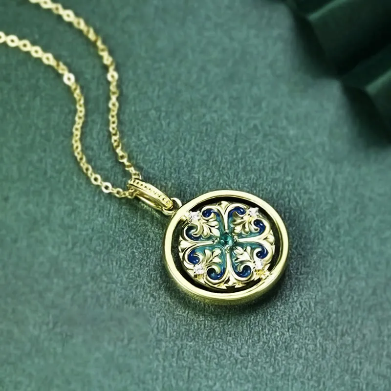 925 Sterling Silver Lotus Flower Zircon Necklace Pendant - Image 4