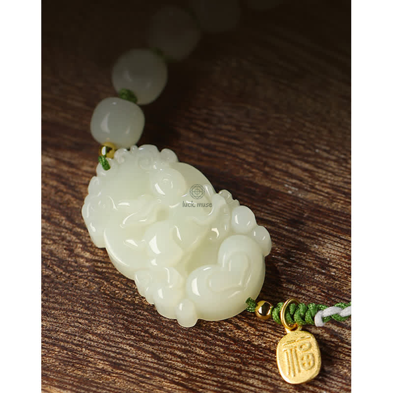 Luck Muse 925 Sterling Silver Chinese Zodiac Hetian Jade Lucky String Bracelet - Image 8