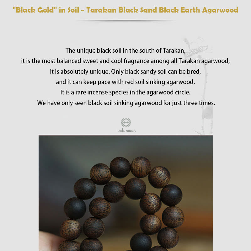 Luck Muse 999 Gold Tarakan 108 Mala Beads Bracelet with Agarwood & Amber for Evil Spirits Protection - Image 8