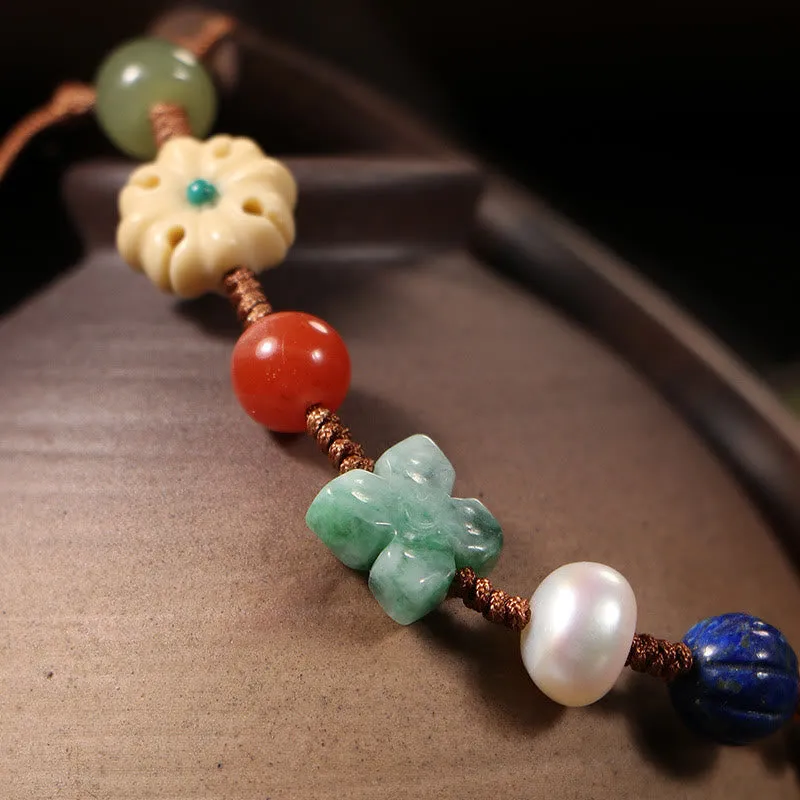 Luck Muse Agarwood Lazurite Pearl Hetian Jade Crystal Charm Bracelet - Image 3