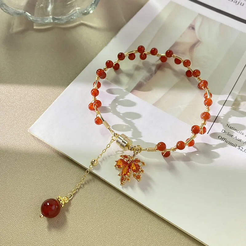 Luck Muse Red Maple Leaf Lucky Charm Bracelet - Image 3