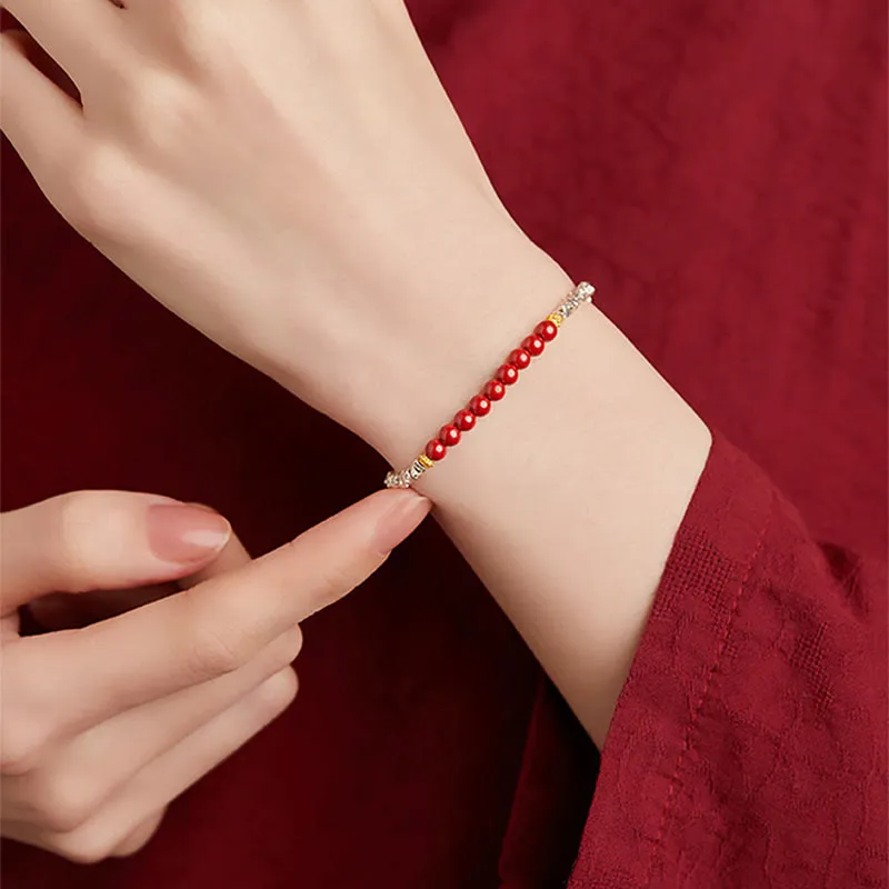 Luck Muse 925 Sterling Silver Cinnabar Fu Character Blessing Bracelet -> Sterling Silver Cinnabar Fu Character Blessing Bracelet - Luck Muse Collection - Image 6