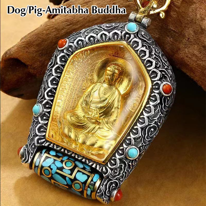 Chinese Zodiac Natal Buddha Thangka Prosperity Rotatable Dzi Bead Necklace Pendant from Luck Muse Shop - Image 13