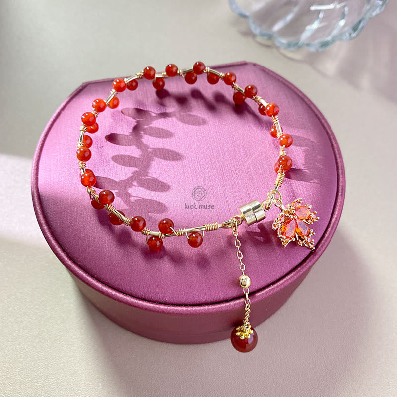 Luck Muse Red Maple Leaf Lucky Charm Bracelet - Image 6