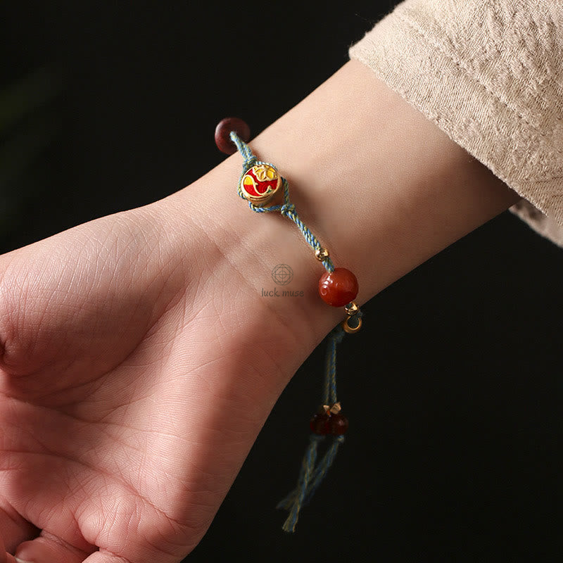 Handmade Hetian Jade Auspicious Clouds Lucky Fu Character Bracelet - Image 5