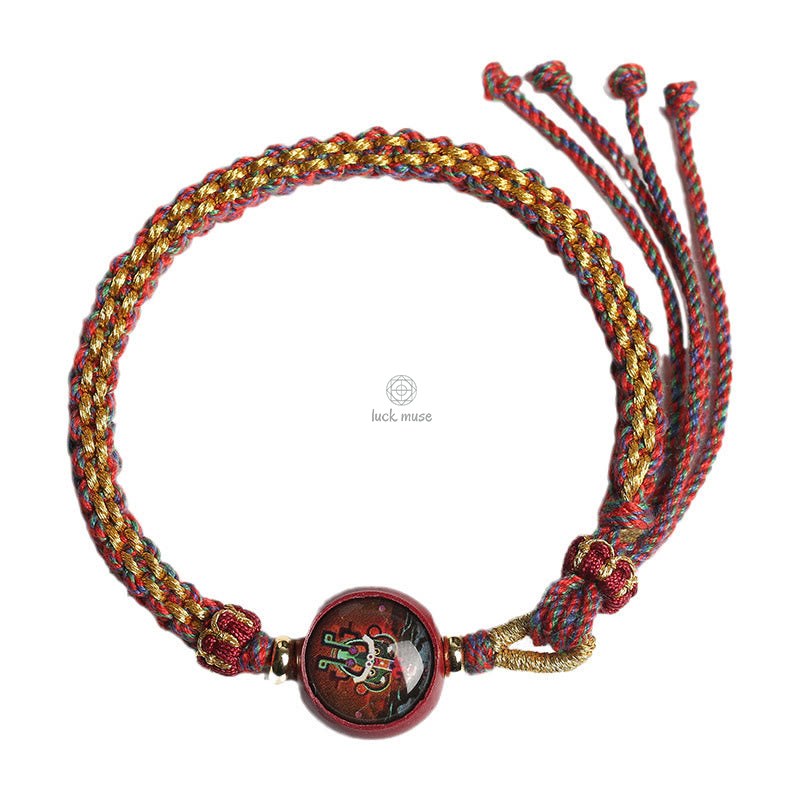 Blessed Braided Bracelet with Colorful Rope and Cinnabar Thangka Essence - Image 11
