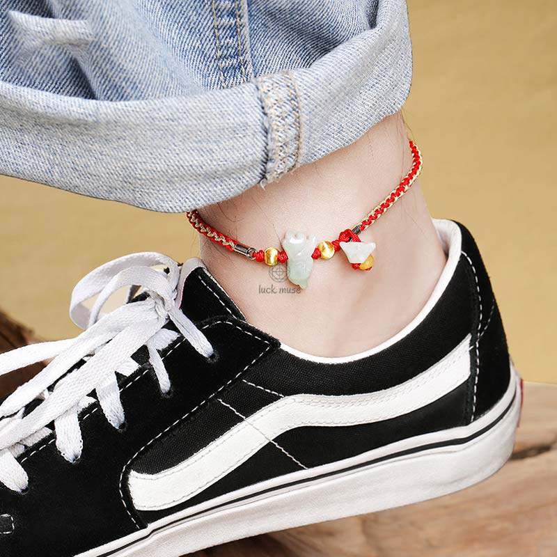 Luck Muse Chinese Zodiac Jade Prosperity Red String Bracelet - Image 4
