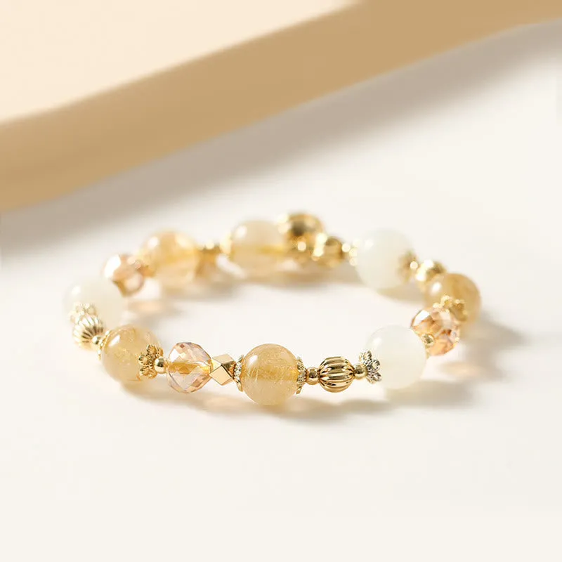 Golden Rutilated Quartz Wealth Charm Bracelet - Luck Muse 14K Gold Plated - Image 3