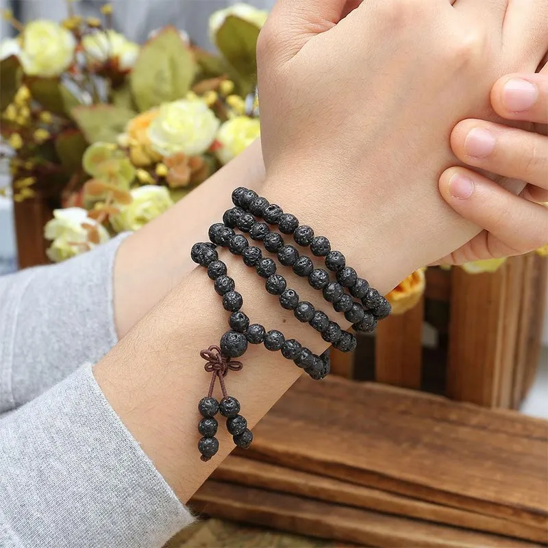 Natural Lava Stone 108 Bead Protection Bracelet by Luck Muse Shop - Image 3