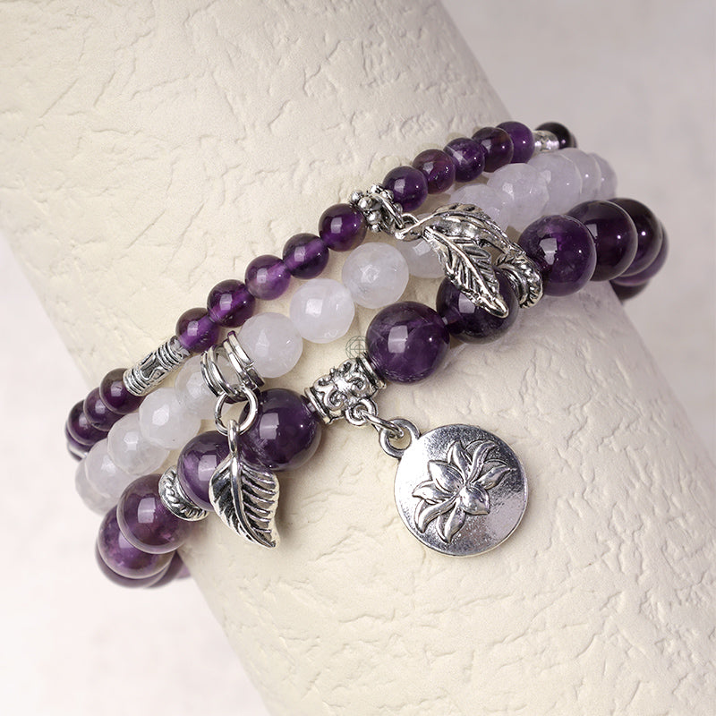 Luck Muse Natural Quartz Crystal Lotus Bracelet Set (3 Pieces) - Image 5