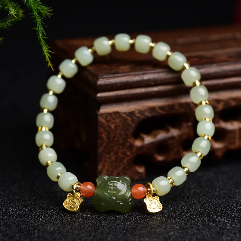 Chinese Zodiac Lucky Tiger Jade Bracelet
